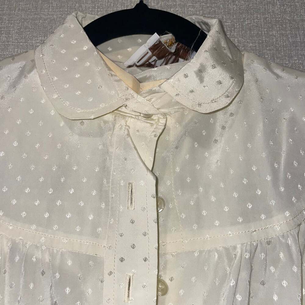 Vintage Delani II Sakowitz Ivory Polka Dot Prairie Dress with Belt